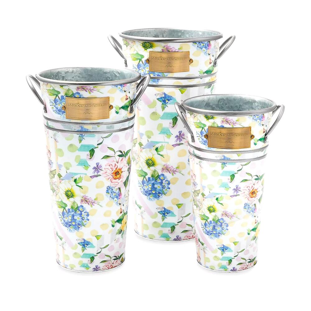 MACKENZIE-CHILDS Wildflowers Flower Buckets Set of 3